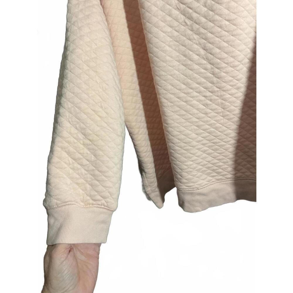 Workshop Light Pink Quilted V-Neck Cropped Bamboo Blend Sweatshirt for Women - Picture 7 of 9